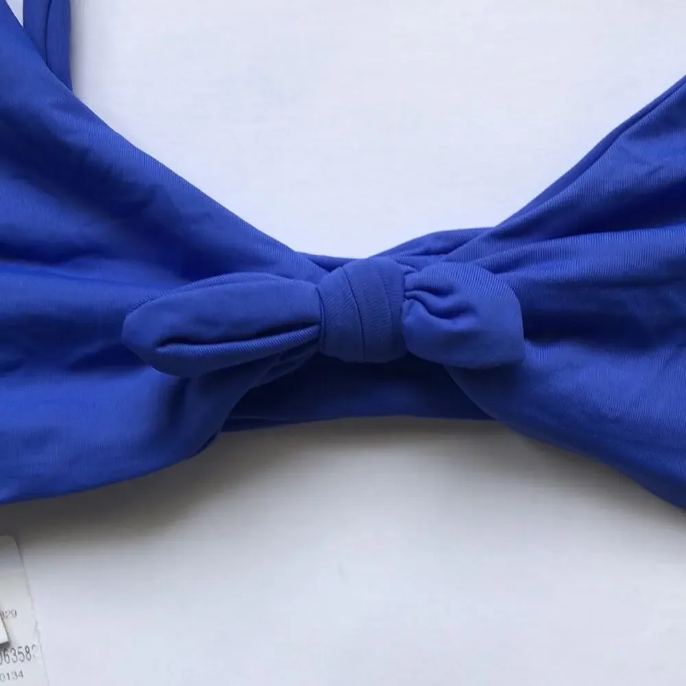 NWT Vitamin A Lou Front Tie Blue Swim Top
